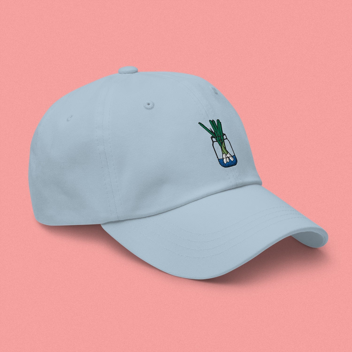 Green Onion Embroidered Cap - Ni De Mama Chinese Clothing