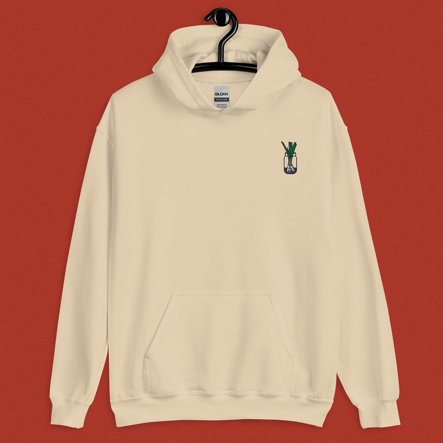 Green Onion Embroidered Hoodie - Ni De Mama Chinese Clothing
