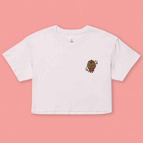 Year of the Pig Embroidered Crop T-Shirt - Ni De Mama Chinese Clothing