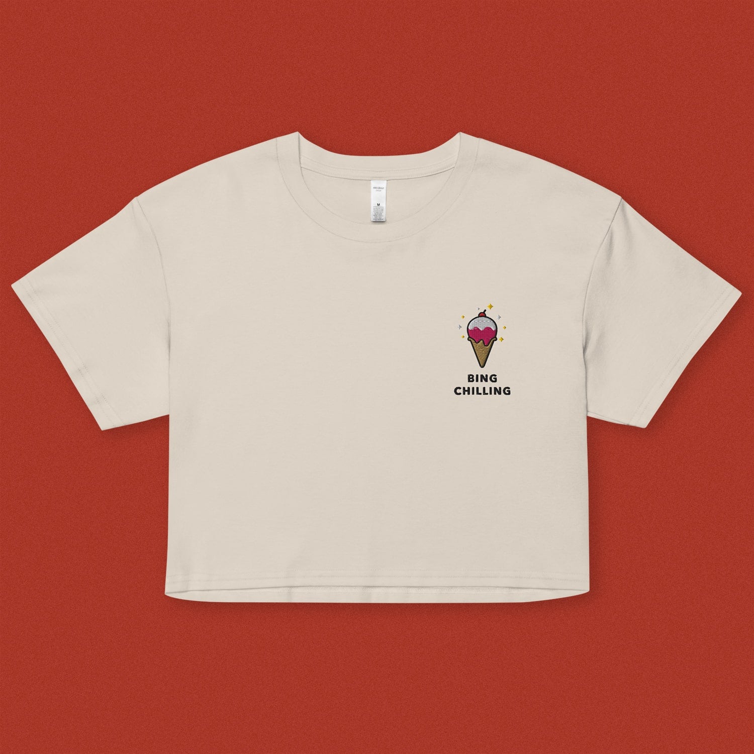 Bing Chilling Embroidered Crop T-Shirt