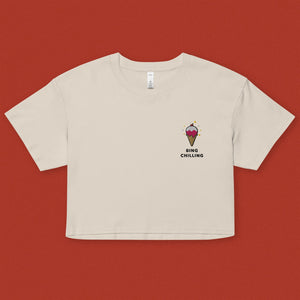 Bing Chilling Embroidered Crop T-Shirt