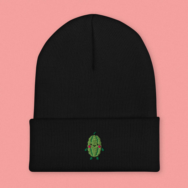Bitter Melon Embroidered Beanie - Ni De Mama Chinese - Inspired Clothing | Black ,