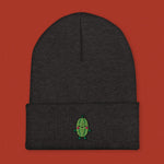 Load image into Gallery viewer, Bitter Melon Embroidered Beanie - Ni De Mama Chinese - Inspired Clothing | Heather Charcoal ,
