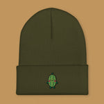 Load image into Gallery viewer, Bitter Melon Embroidered Beanie - Ni De Mama Chinese - Inspired Clothing | Olive Green ,
