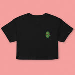Load image into Gallery viewer, Bitter Melon Embroidered Crop T-Shirt - Ni De Mama Chinese - Inspired Clothing | Black , XS
