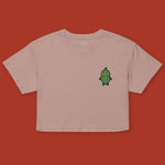 Load image into Gallery viewer, Bitter Melon Embroidered Crop T-Shirt - Ni De Mama Chinese - Inspired Clothing | Dusty Mauve , XS
