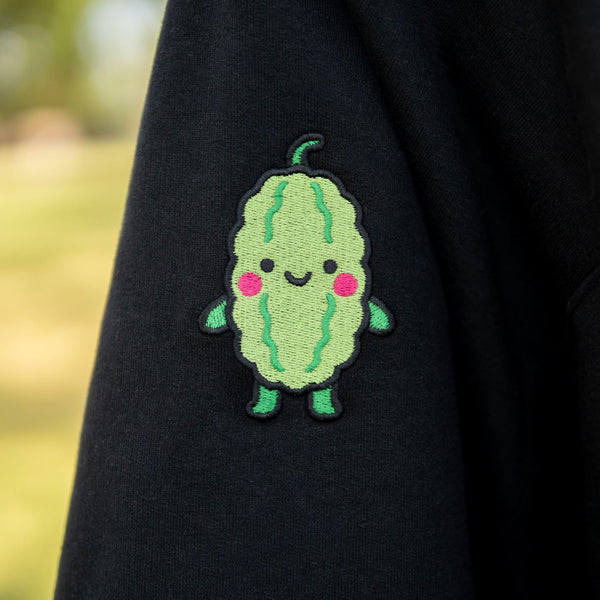 Bitter Melon Embroidered Hoodie - Ni De Mama Chinese - Inspired Clothing | Black , S