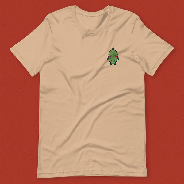 Bitter Melon Embroidered T-Shirt - Ni De Mama Chinese - Inspired Clothing | Tan , S