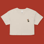 Load image into Gallery viewer, Boba Bliss Embroidered Crop T-Shirt - Ni De Mama Chinese - Inspired Clothing | Cream , XS
