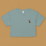 Load image into Gallery viewer, Boba Bliss Embroidered Crop T-Shirt - Ni De Mama Chinese - Inspired Clothing | Teal , XS
