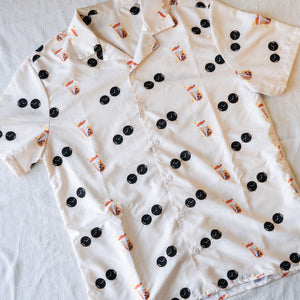 Boba Short Sleeve Button Up Shirt (Oversized) / Sample (Final Sale) - Ni De Mama Chinese - Inspired Clothing | Soft Cream , M