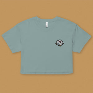 Char Siu Bao Embroidered Crop T-Shirt - Ni De Mama Chinese - Inspired Clothing | Teal , XS