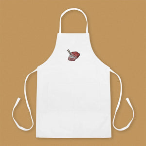 Char Siu Embroidered Apron / Overstock (Final Sale) - Ni De Mama Chinese - Inspired Clothing | White ,