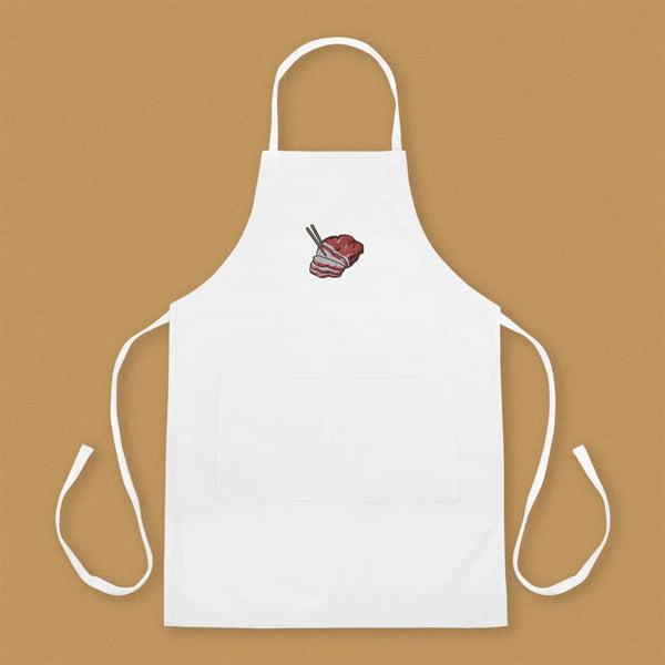 Char Siu Embroidered Apron / Overstock (Final Sale) - Ni De Mama Chinese - Inspired Clothing | White ,