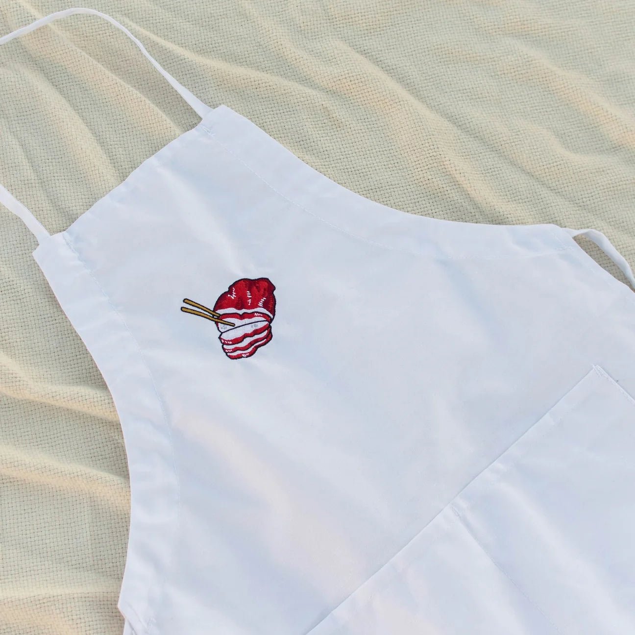 Char Siu Embroidered Apron / Overstock (Final Sale) - Ni De Mama Chinese - Inspired Clothing | White ,