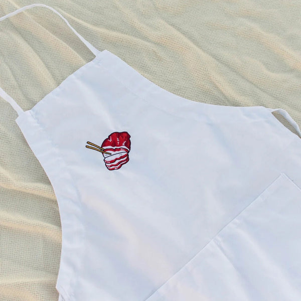 Char Siu Embroidered Apron / Overstock (Final Sale) - Ni De Mama Chinese - Inspired Clothing | White ,