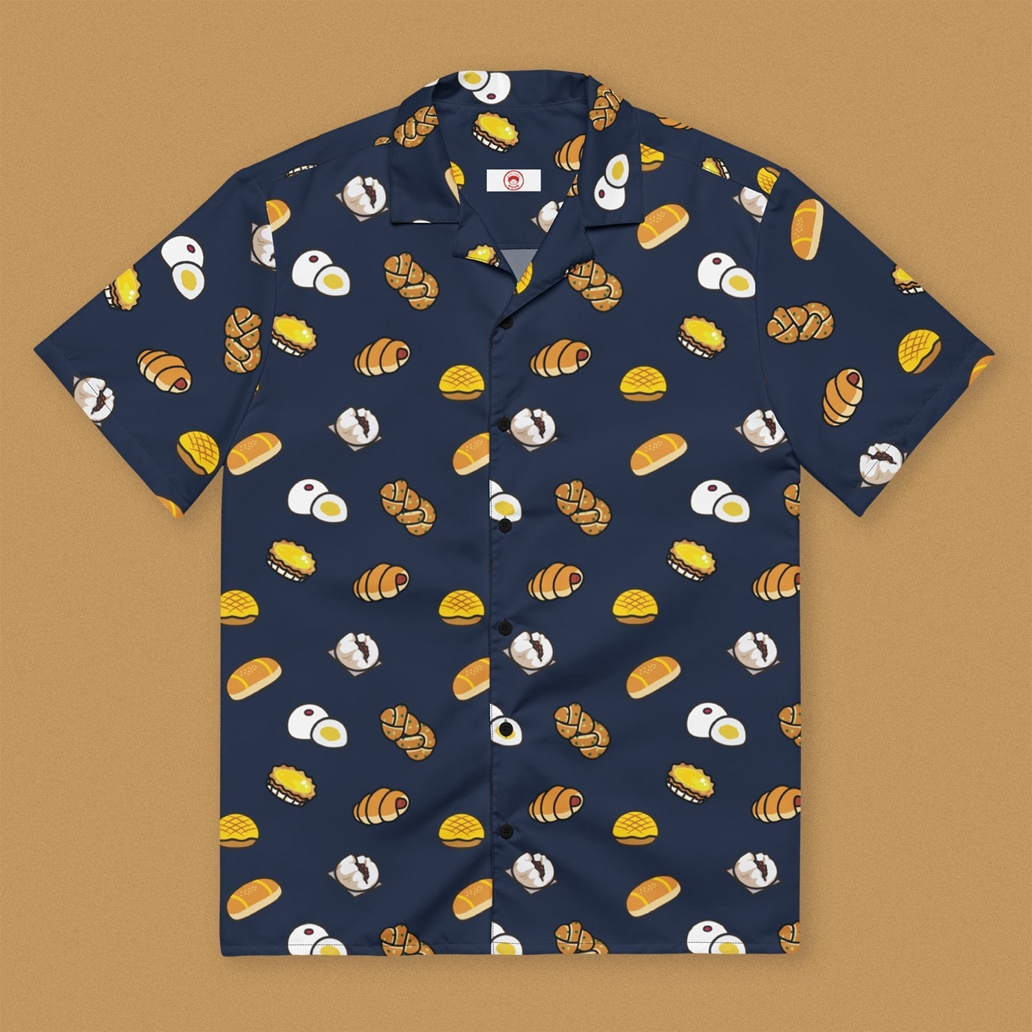 Chinese Bao Short Sleeve Button Up Shirt (Oversized) - Ni De Mama Chinese - Inspired Clothing | Navy Blue , 2XS