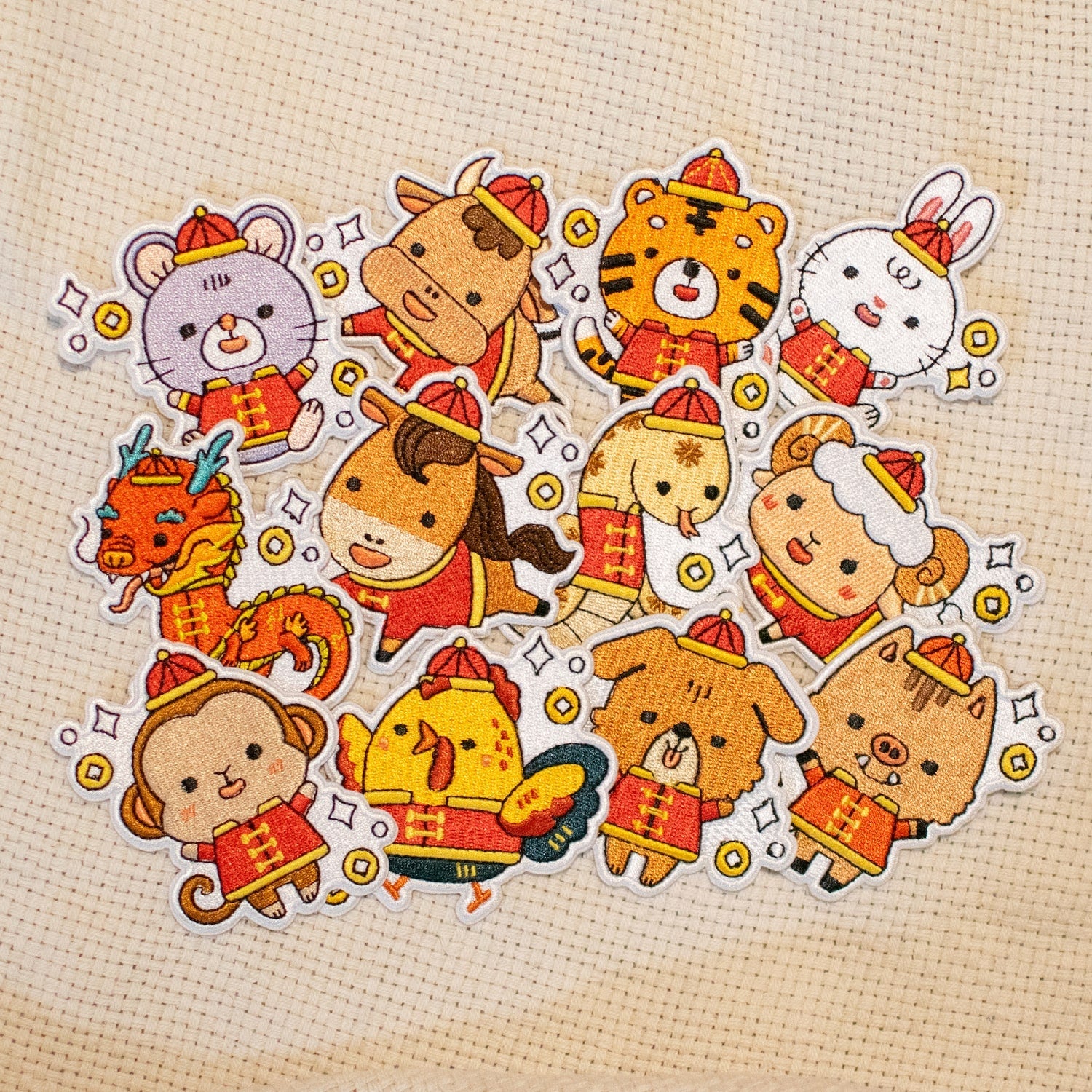 Chinese Zodiac Embroidered Patch Set - Ni De Mama Chinese - Inspired Clothing | ,