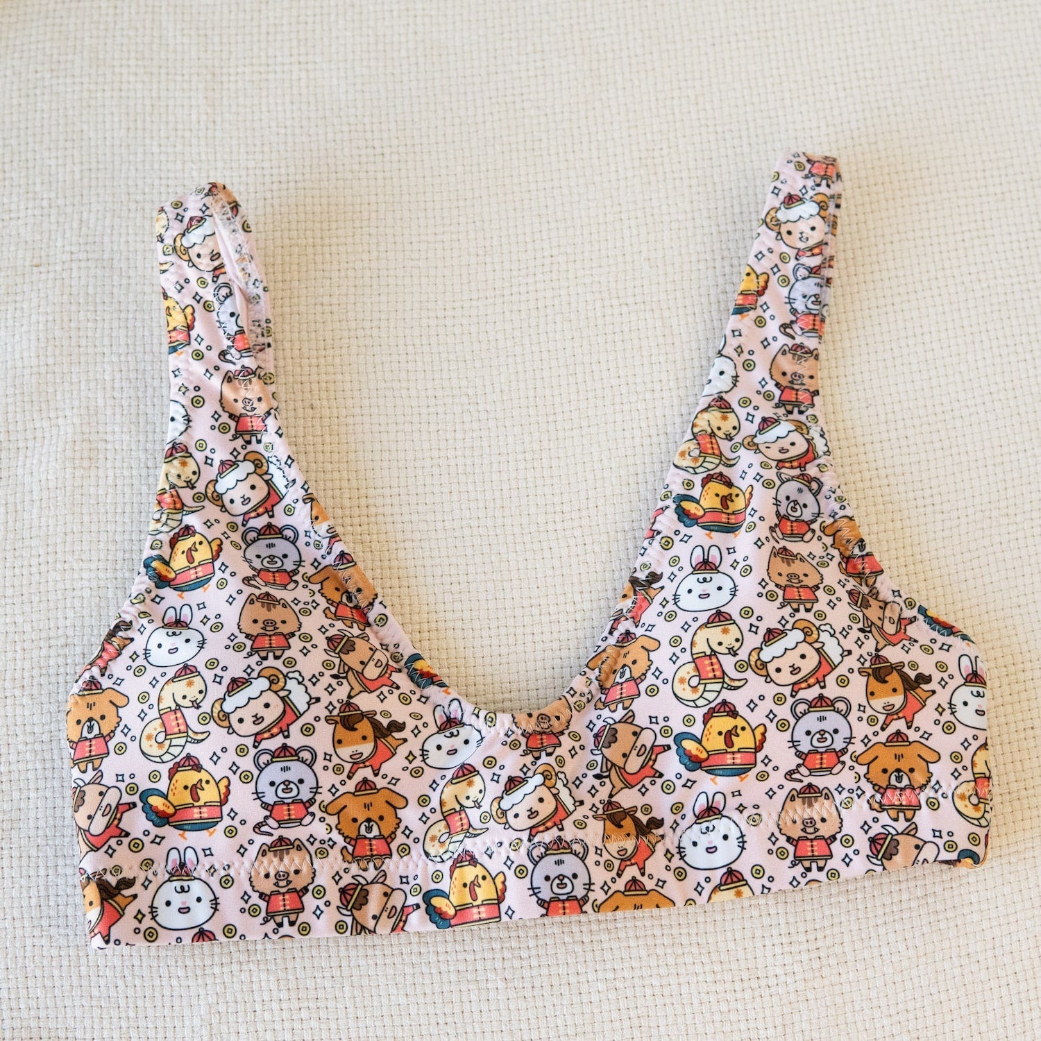 Chinese Zodiac High - Waisted Bikini / Sample (Final Sale) - Ni De Mama Chinese - Inspired Clothing | Soft Pink , S