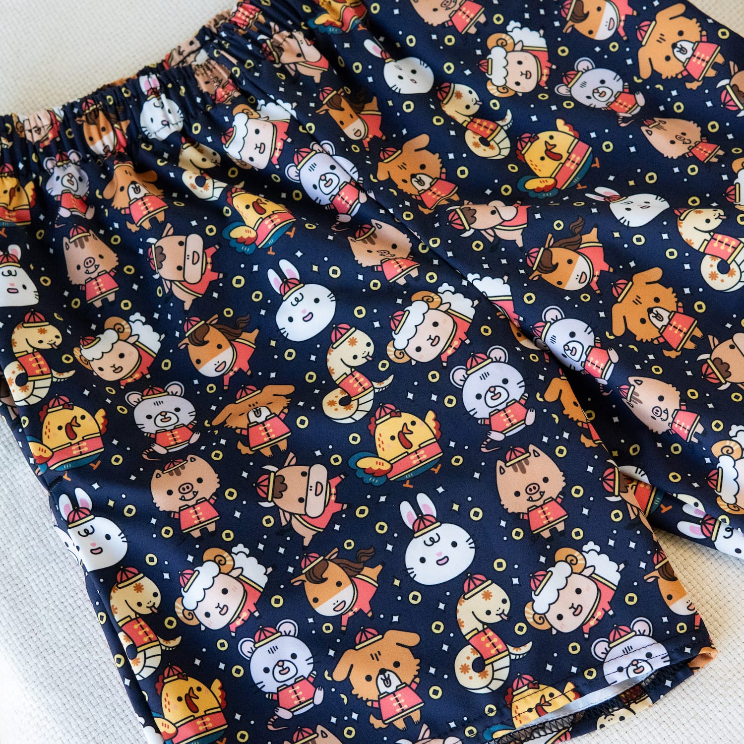 Chinese Zodiac Swim Trunks / Sample (Final Sale) - Ni De Mama Chinese - Inspired Clothing | Navy Blue , S