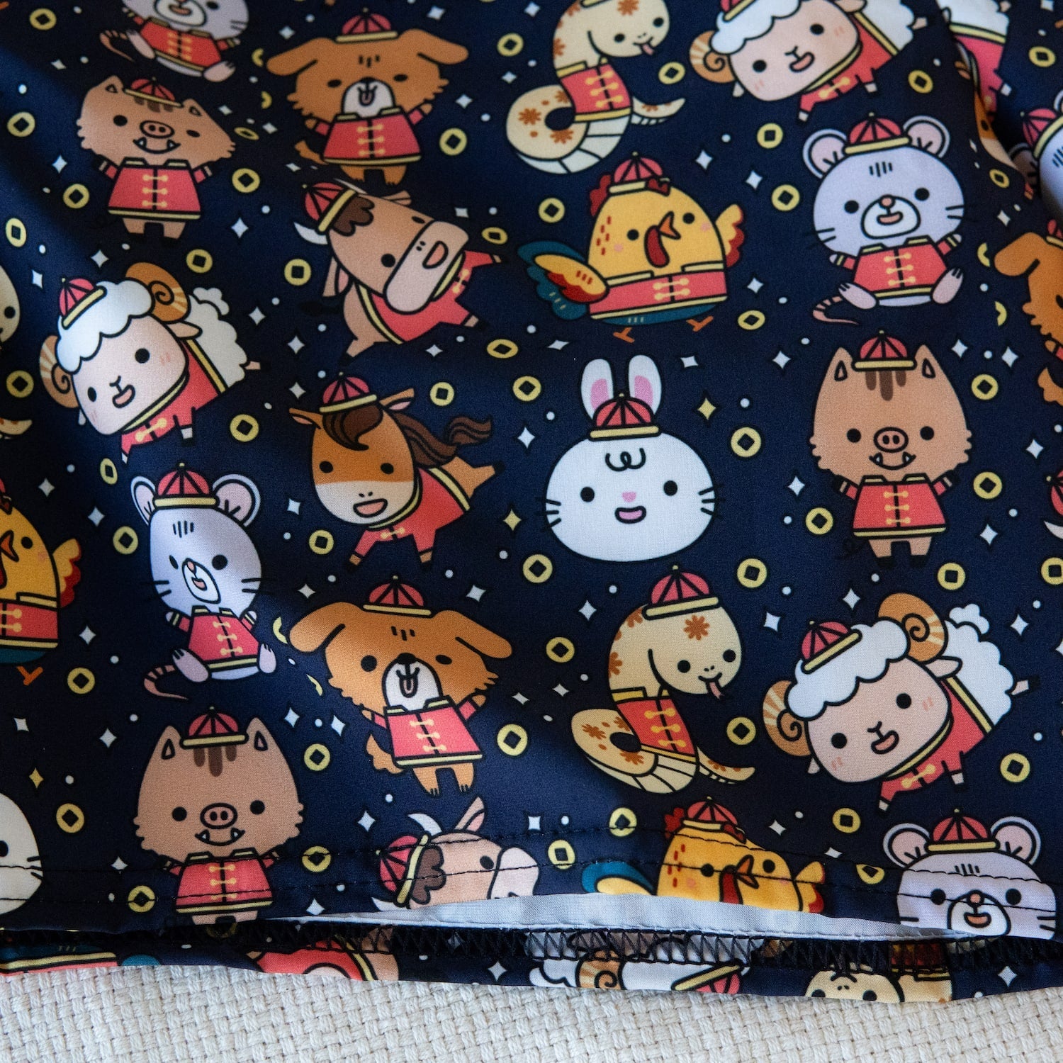 Chinese Zodiac Swim Trunks / Sample (Final Sale) - Ni De Mama Chinese - Inspired Clothing | Navy Blue , S