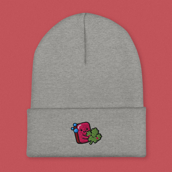 Cilantro Embroidered Beanie - Ni De Mama Chinese - Inspired Clothing | Heather Grey ,