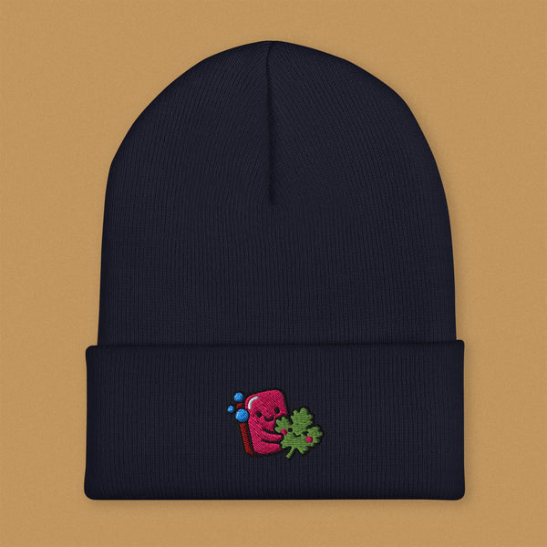 Cilantro Embroidered Beanie - Ni De Mama Chinese - Inspired Clothing | Navy Blue ,