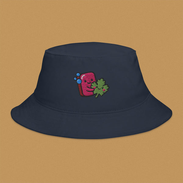 Cilantro Embroidered Bucket Hat - Ni De Mama Chinese - Inspired Clothing | Navy Blue ,