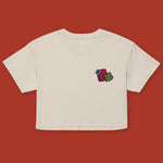 Load image into Gallery viewer, Cilantro Embroidered Crop T-Shirt - Ni De Mama Chinese - Inspired Clothing | Cream , XS

