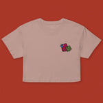 Load image into Gallery viewer, Cilantro Embroidered Crop T-Shirt - Ni De Mama Chinese - Inspired Clothing | Dusty Mauve , XS
