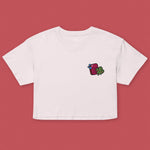 Load image into Gallery viewer, Cilantro Embroidered Crop T-Shirt - Ni De Mama Chinese - Inspired Clothing | Soft Orchid , XS
