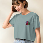 Load image into Gallery viewer, Cilantro Embroidered Crop T-Shirt - Ni De Mama Chinese - Inspired Clothing | Soft Orchid , XS
