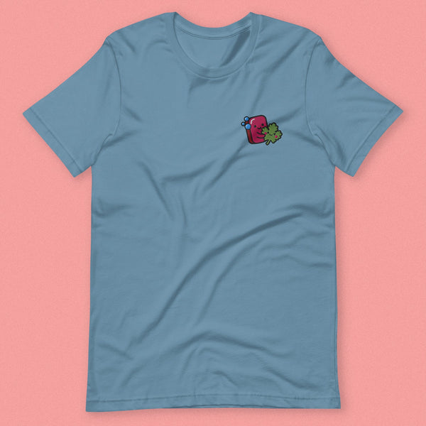 Cilantro Embroidered T-Shirt - Ni De Mama Chinese - Inspired Clothing | Steel Blue , XS