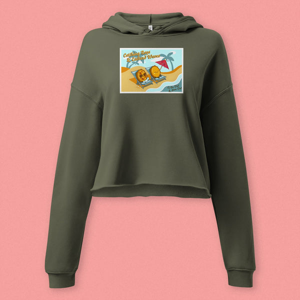 Custard Waves (Po Tat and Dan Tat) Crop Hoodie