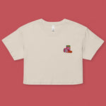 Load image into Gallery viewer, Haw Flakes Embroidered Crop T-Shirt
