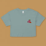 Load image into Gallery viewer, Haw Flakes Embroidered Crop T-Shirt

