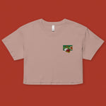Load image into Gallery viewer, Curry Heart Embroidered Crop T-Shirt - Ni De Mama Chinese - Inspired Clothing | Dusty Mauve , XS
