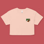 Load image into Gallery viewer, Curry Heart Embroidered Crop T-Shirt - Ni De Mama Chinese - Inspired Clothing | Pale Pink , XS
