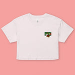 Load image into Gallery viewer, Curry Heart Embroidered Crop T-Shirt - Ni De Mama Chinese - Inspired Clothing | Soft Orchid , XS
