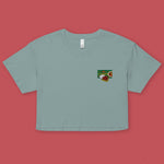 Load image into Gallery viewer, Curry Heart Embroidered Crop T-Shirt - Ni De Mama Chinese - Inspired Clothing | Teal , XS
