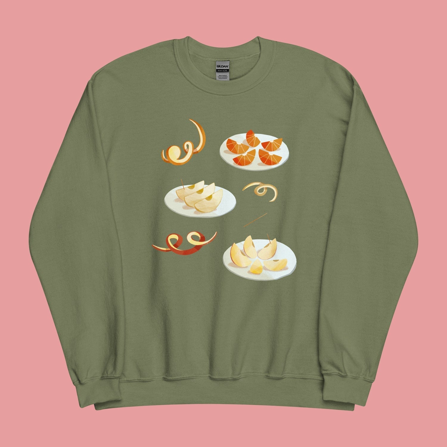 Cut Fruit Sweatshirt / Sample (Final Sale) - Ni De Mama Chinese - Inspired Clothing | Olive Green , M