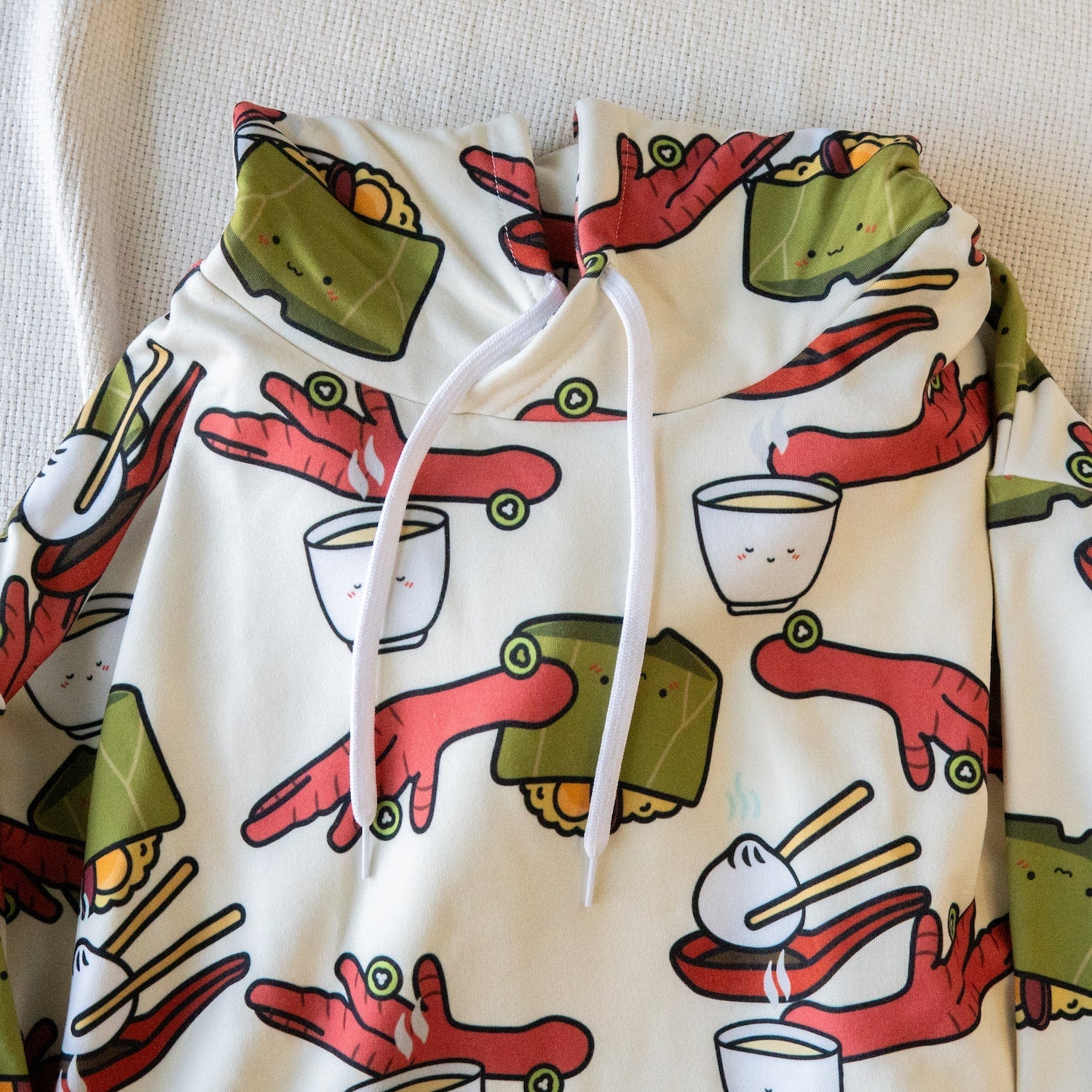 Dim Sum Pattern Hoodie / Sample (Final Sale) - Ni De Mama Chinese - Inspired Clothing | Off White , L