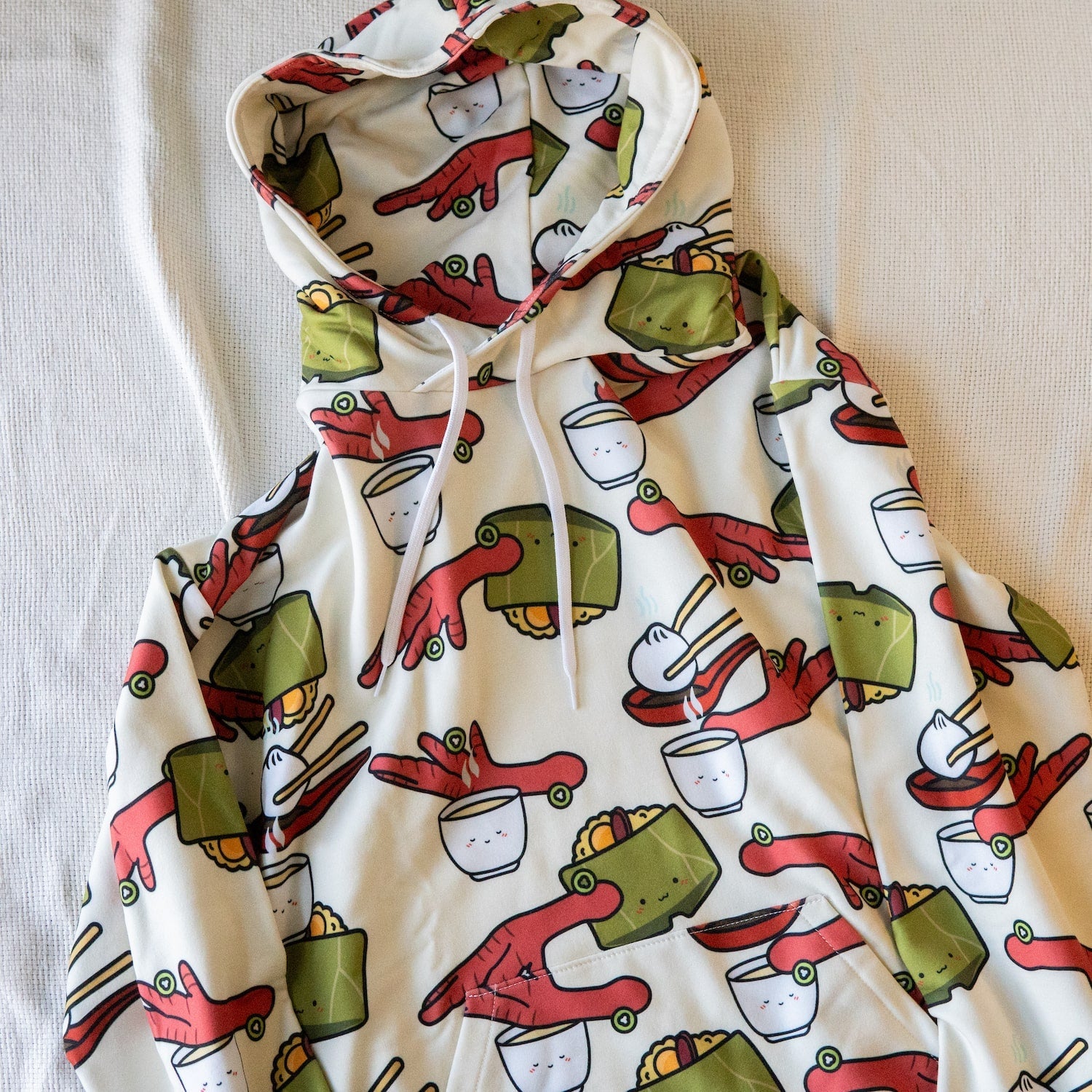 Dim Sum Pattern Hoodie / Sample (Final Sale) - Ni De Mama Chinese - Inspired Clothing | Off White , L
