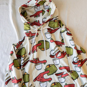 Dim Sum Pattern Hoodie / Sample (Final Sale) - Ni De Mama Chinese - Inspired Clothing | Off White , L