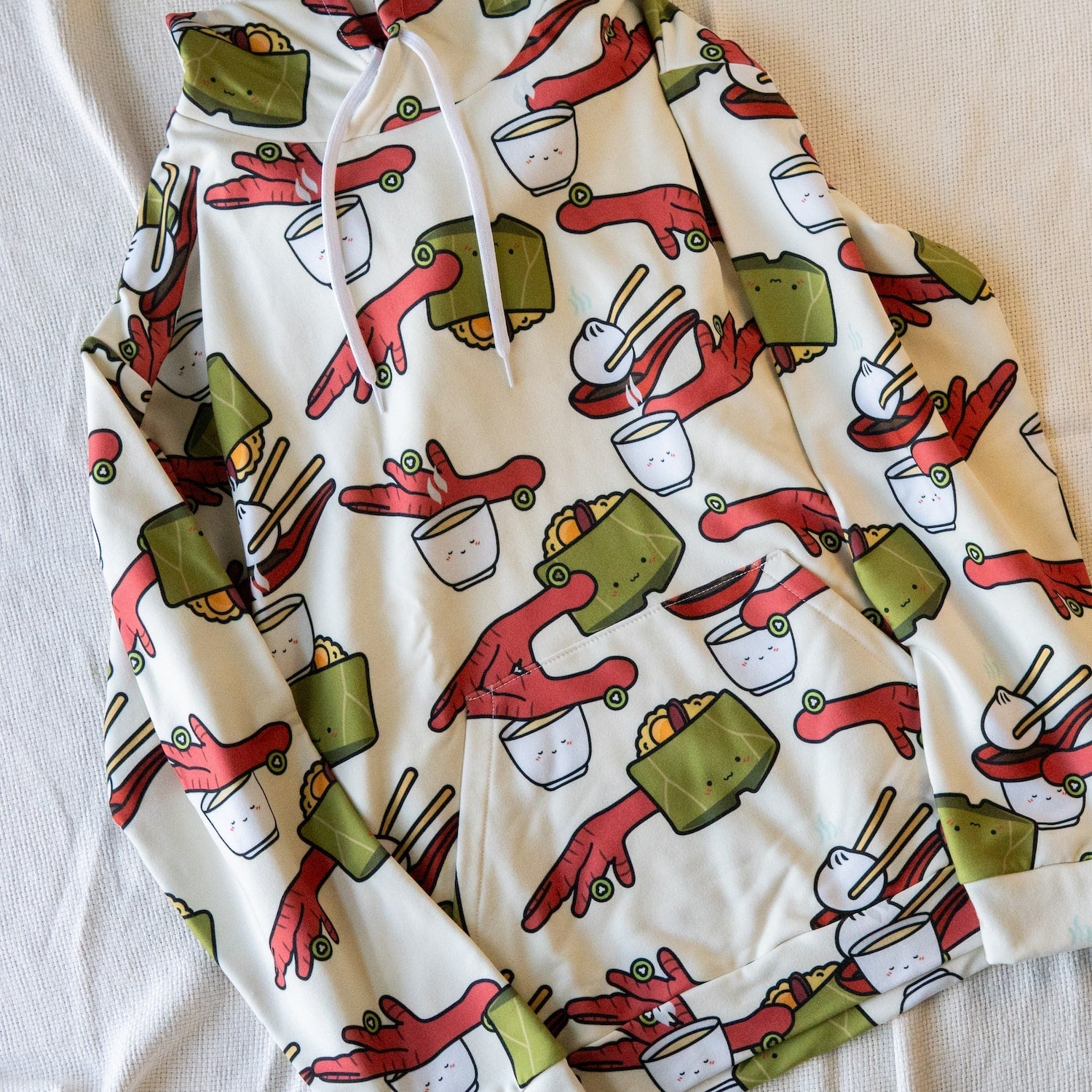 Dim Sum Pattern Hoodie / Sample (Final Sale) - Ni De Mama Chinese - Inspired Clothing | Off White , L