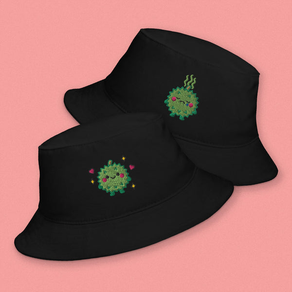 Durian Embroidered Bucket Hat - Ni De Mama Chinese - Inspired Clothing | Durian Lover , Black