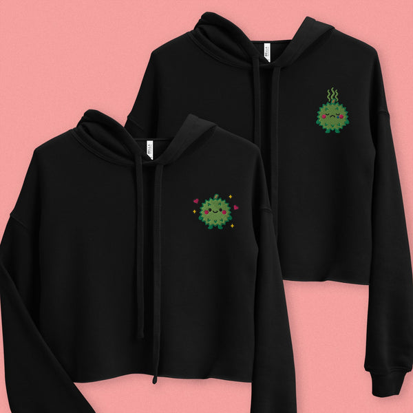 Durian Embroidered Crop Hoodie - Ni De Mama Chinese - Inspired Clothing | Durian Lover , Black