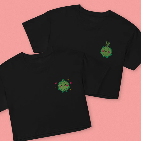 Durian Embroidered Crop T-Shirt - Ni De Mama Chinese - Inspired Clothing | Durian Lover , Black