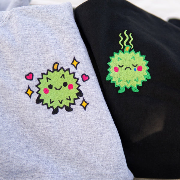 Durian Embroidered Hoodie - Ni De Mama Chinese - Inspired Clothing | Durian Lover , Soft Cream