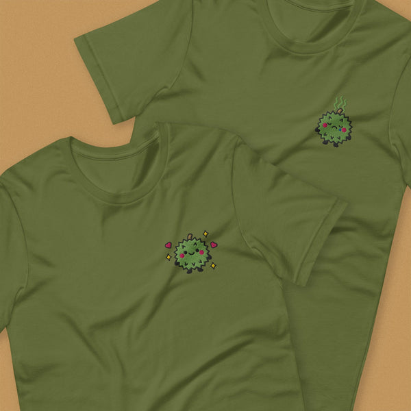 Durian Embroidered T-Shirt - Ni De Mama Chinese - Inspired Clothing | Durian Lover , Olive Green